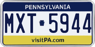 PA license plate MXT5944