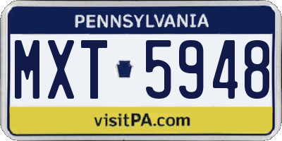 PA license plate MXT5948