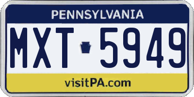 PA license plate MXT5949