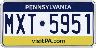 PA license plate MXT5951