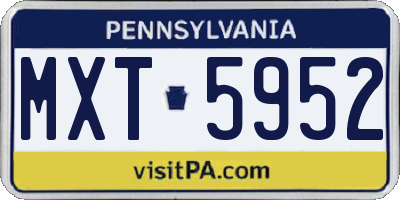 PA license plate MXT5952