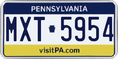PA license plate MXT5954