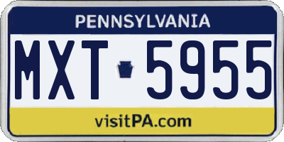 PA license plate MXT5955