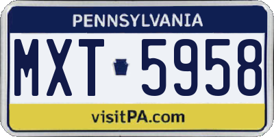 PA license plate MXT5958