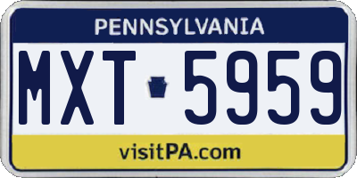 PA license plate MXT5959