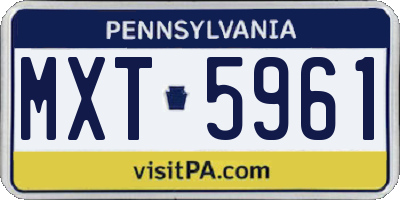 PA license plate MXT5961
