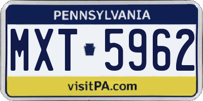 PA license plate MXT5962