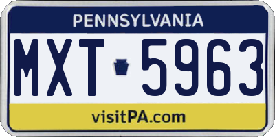 PA license plate MXT5963