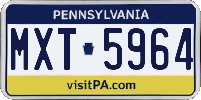 PA license plate MXT5964