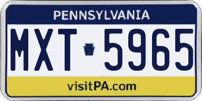 PA license plate MXT5965