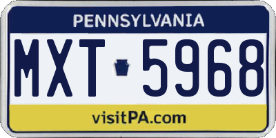 PA license plate MXT5968