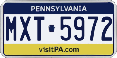 PA license plate MXT5972