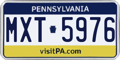 PA license plate MXT5976