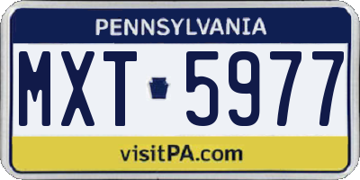 PA license plate MXT5977