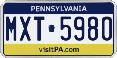 PA license plate MXT5980