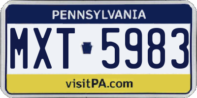 PA license plate MXT5983