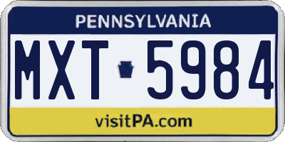 PA license plate MXT5984
