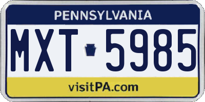 PA license plate MXT5985