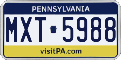 PA license plate MXT5988