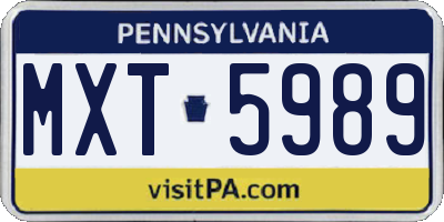 PA license plate MXT5989