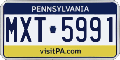 PA license plate MXT5991