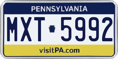 PA license plate MXT5992