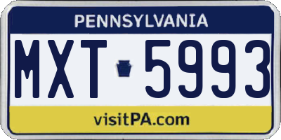 PA license plate MXT5993