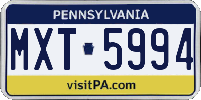 PA license plate MXT5994