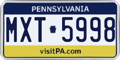 PA license plate MXT5998