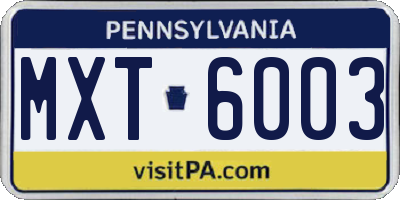 PA license plate MXT6003
