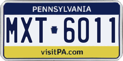 PA license plate MXT6011