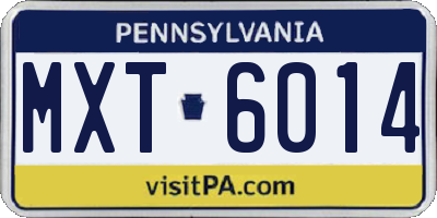 PA license plate MXT6014