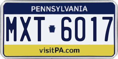 PA license plate MXT6017