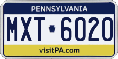 PA license plate MXT6020