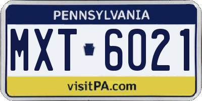PA license plate MXT6021