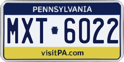 PA license plate MXT6022