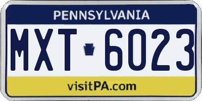 PA license plate MXT6023