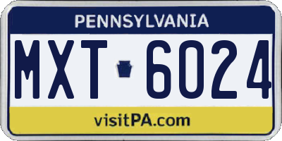 PA license plate MXT6024