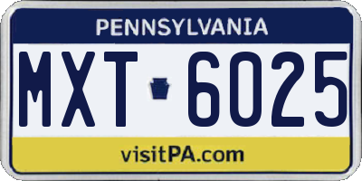 PA license plate MXT6025