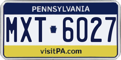 PA license plate MXT6027