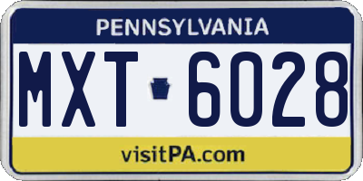 PA license plate MXT6028