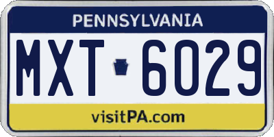 PA license plate MXT6029