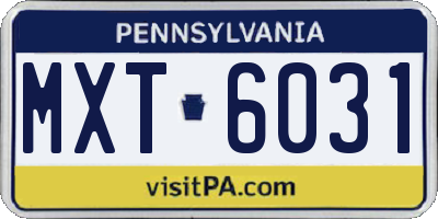 PA license plate MXT6031