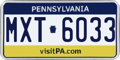 PA license plate MXT6033