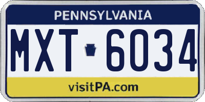 PA license plate MXT6034