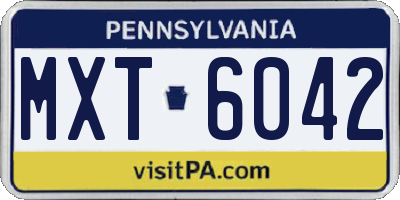 PA license plate MXT6042