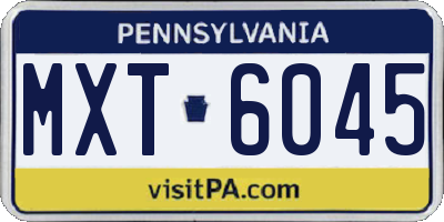 PA license plate MXT6045