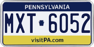 PA license plate MXT6052