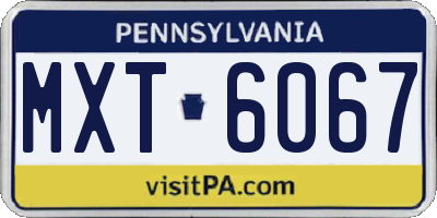 PA license plate MXT6067