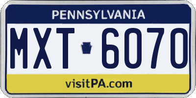 PA license plate MXT6070